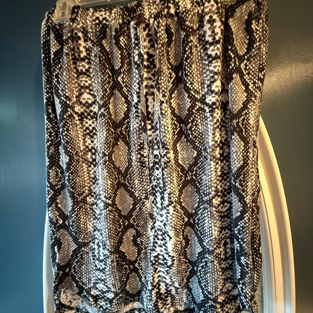 Tickled Teal Black and White Snake Print Maxi Skirt